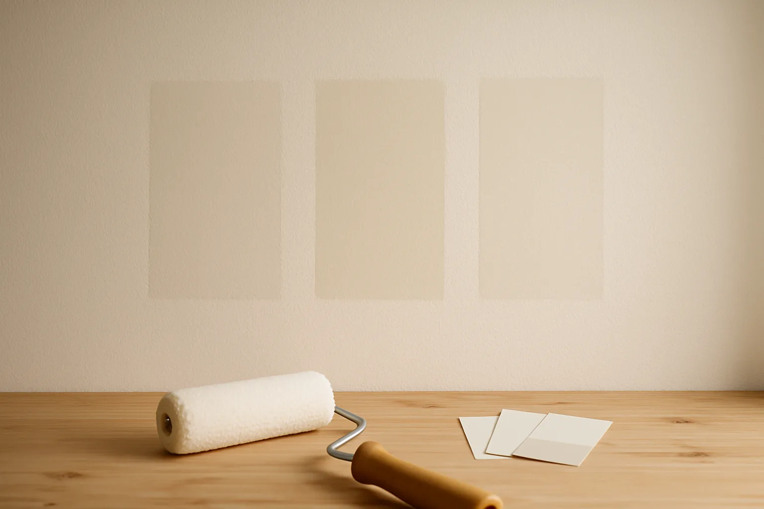 Échantillons de peinture mate, velours et satin observés à la lumière naturelle.